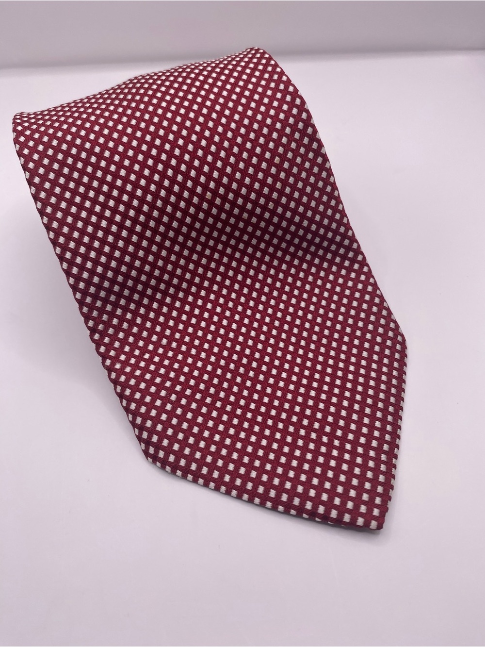 Brooks Brothers Red and White Micro-Check Silk Tie